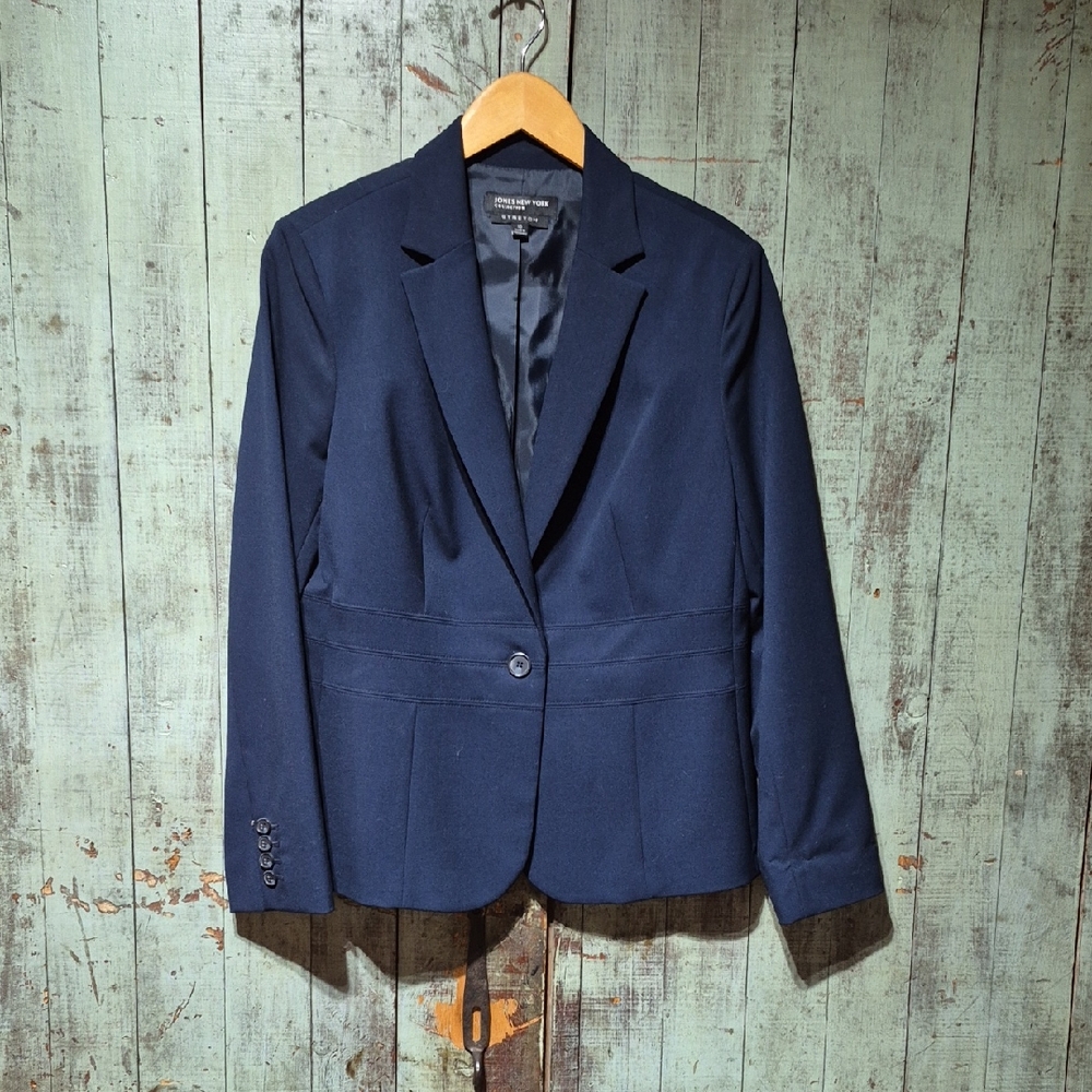 Jones New York Dark Navy Single-Button Tailored Blazer
